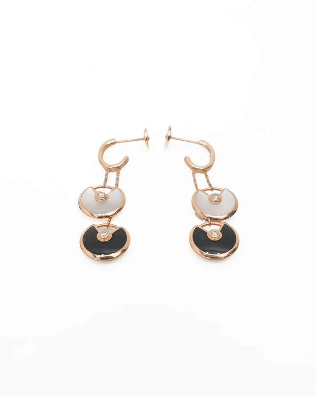 AMULETTE BLACK X WHITE EARRINGS 18K ROSEGOLD