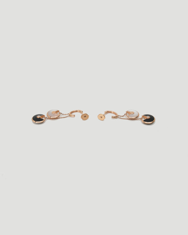 AMULETTE BLACK X WHITE EARRINGS 18K ROSEGOLD