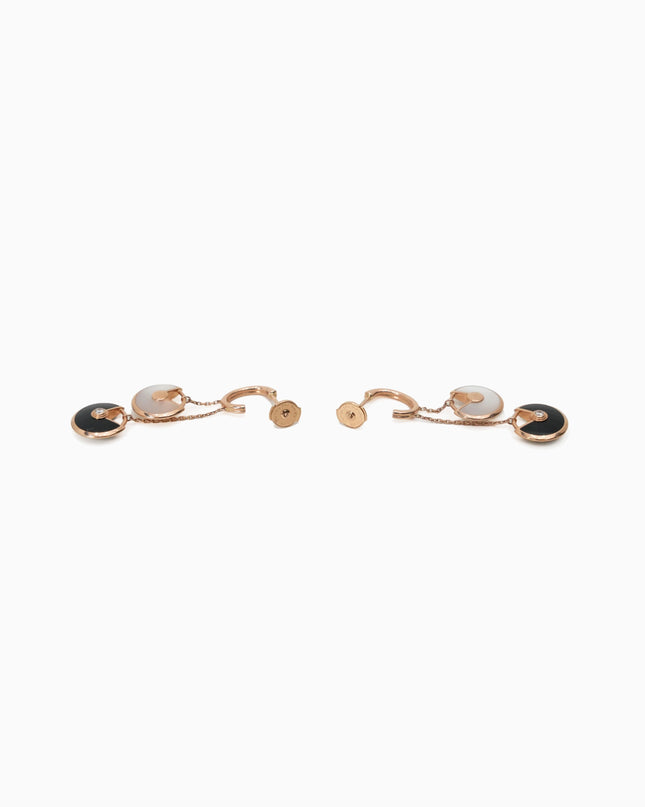 AMULETTE BLACK X WHITE EARRINGS 18K ROSEGOLD