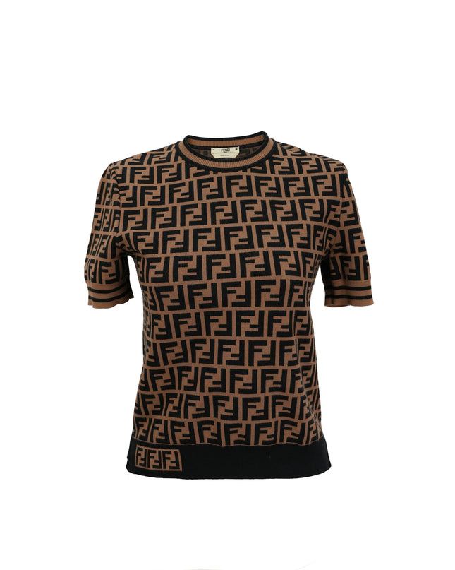 ZUCCA SHORT SLEEVE KNITWEAR SIZE 42 BROWN