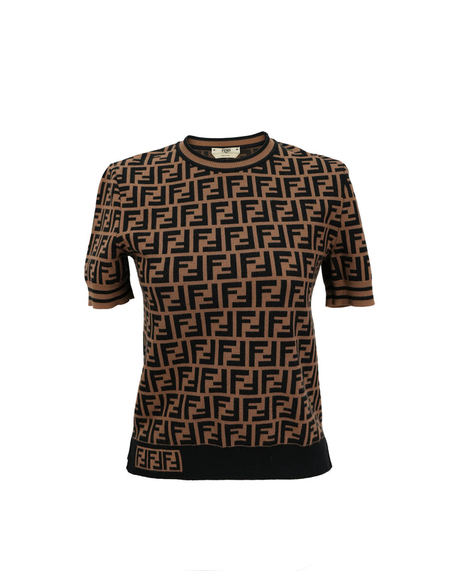 ZUCCA SHORT SLEEVE KNITWEAR SIZE 42 BROWN