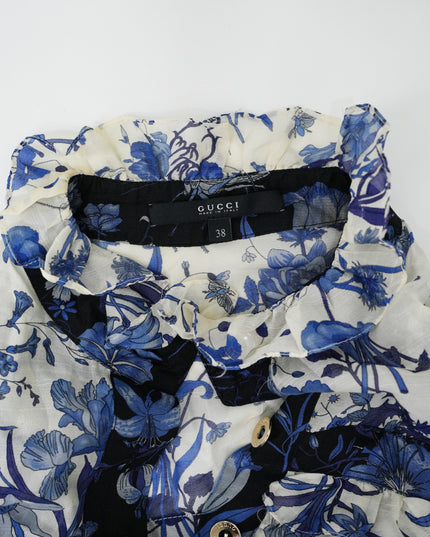 FLORAL SILK RUFFLE DRESS