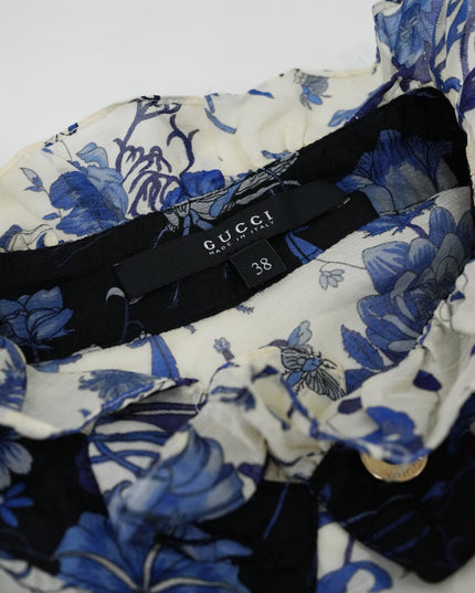 FLORAL SILK RUFFLE DRESS
