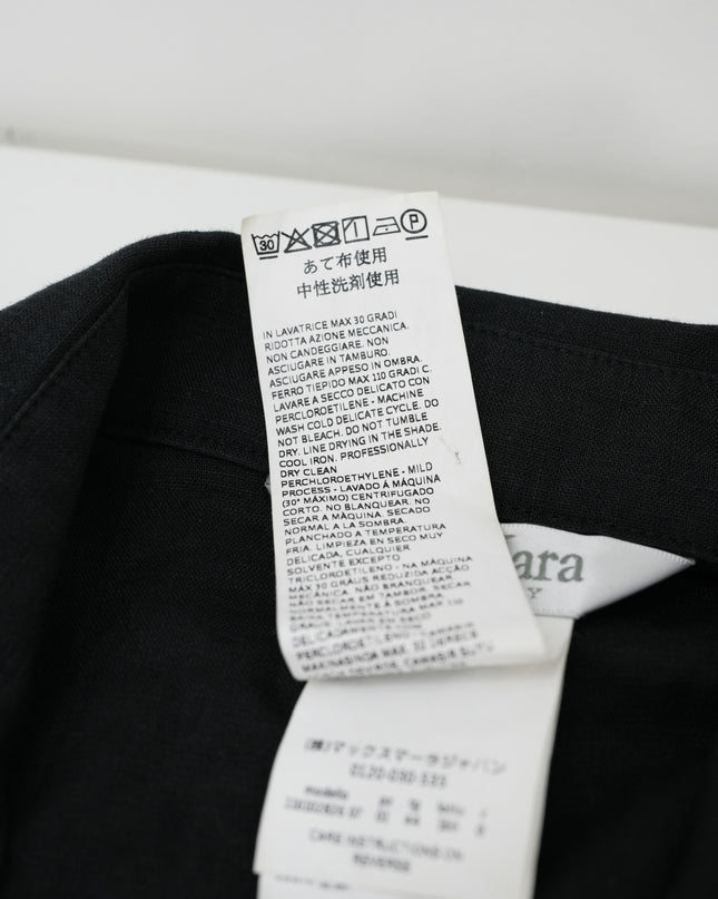 SLEEVELESS COLLARED LINEN BLOUSE BLACK SIZE 44