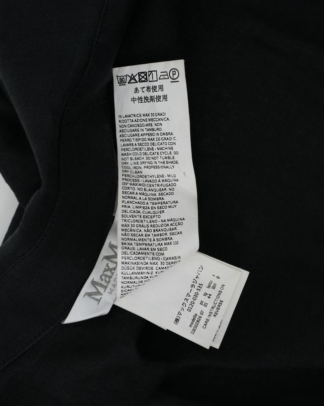 SLEEVELESS COLLARED LINEN BLOUSE BLACK SIZE 44