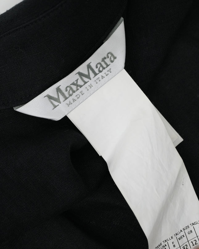 SLEEVELESS COLLARED LINEN BLOUSE BLACK SIZE 44