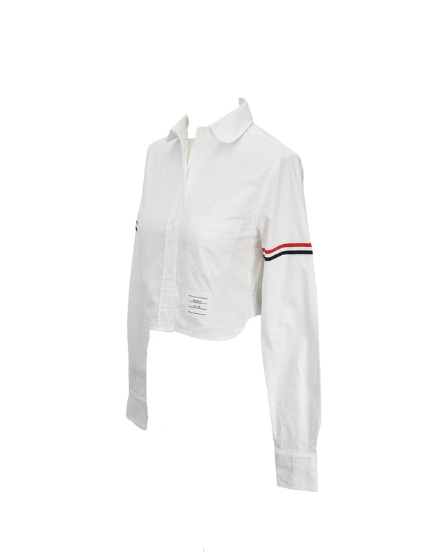 CROPPPED COTTON OXFORD SHIRT SIZE 38 WOMAN WHITE