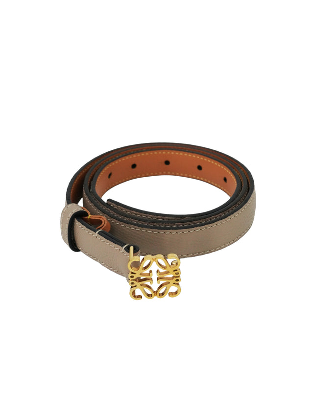 ANAGRAM IN PEBBLE GRAIN CALFSKIN BELT 20MM SAND/GOLD