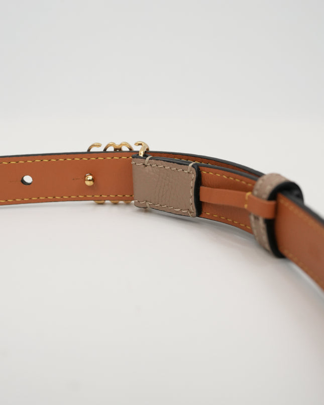 ANAGRAM IN PEBBLE GRAIN CALFSKIN BELT 20MM SAND/GOLD