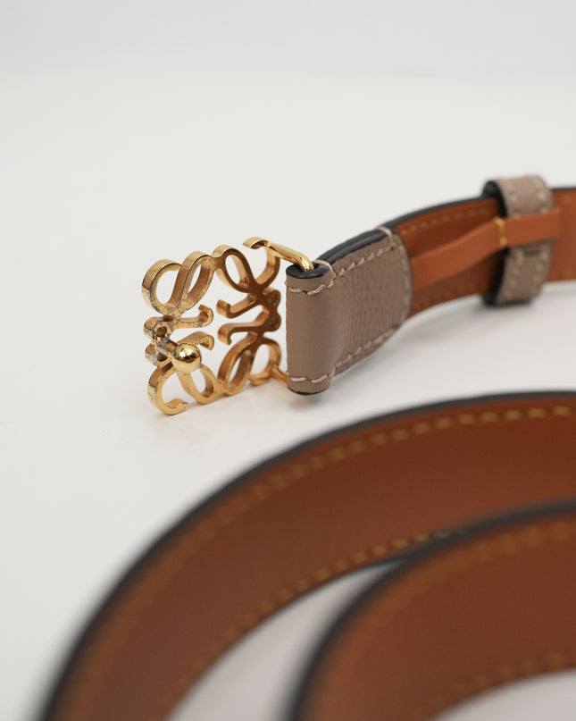 ANAGRAM IN PEBBLE GRAIN CALFSKIN BELT 20MM SAND/GOLD