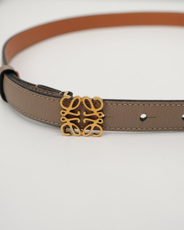 ANAGRAM IN PEBBLE GRAIN CALFSKIN BELT 20MM SAND/GOLD