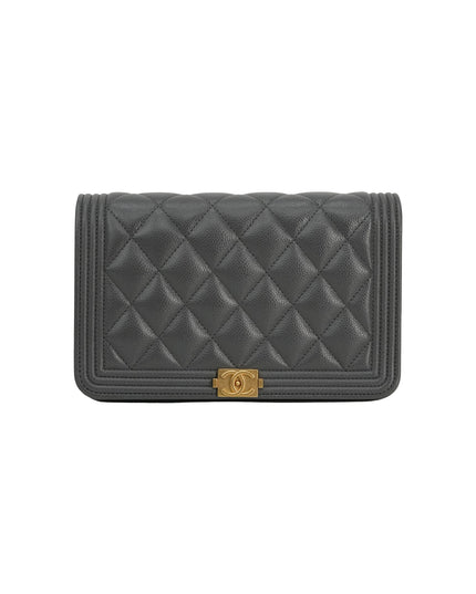 BOY WALLET ON CHAIN CAVIAR GREY GHW