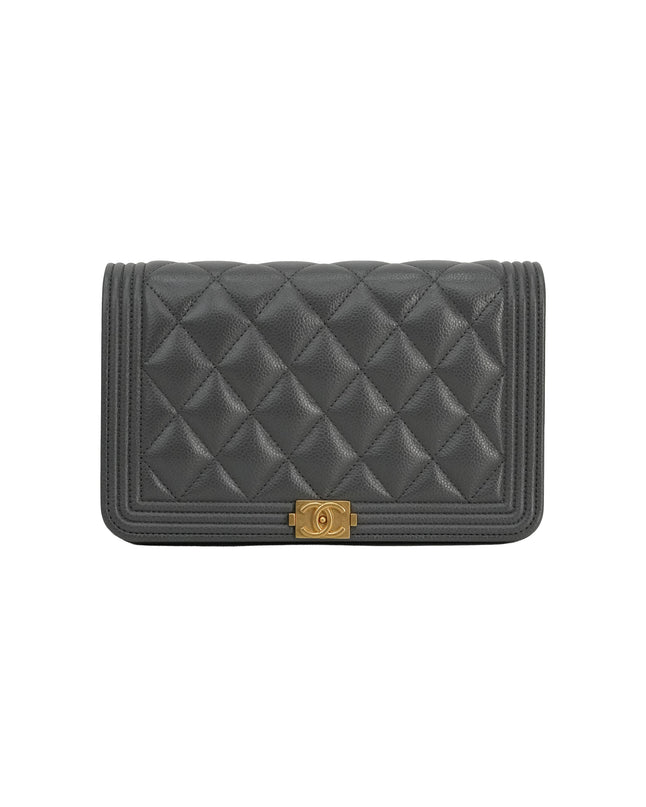 BOY WALLET ON CHAIN CAVIAR GREY GHW