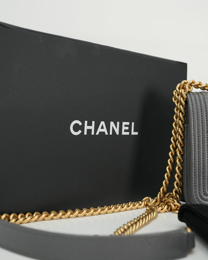 BOY WALLET ON CHAIN CAVIAR GREY GHW