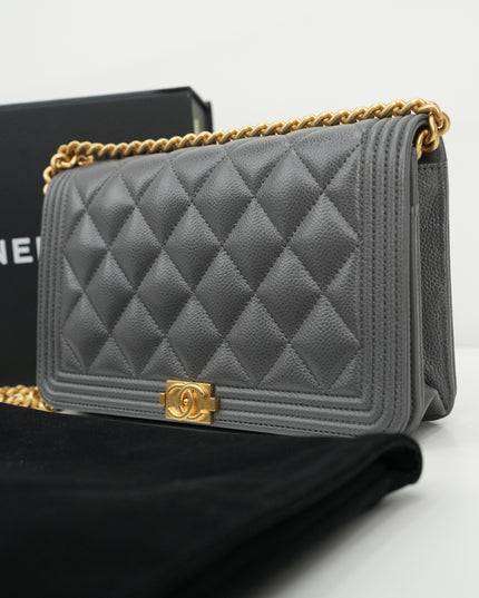 BOY WALLET ON CHAIN CAVIAR GREY GHW