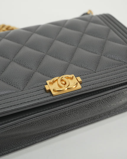 BOY WALLET ON CHAIN CAVIAR GREY GHW