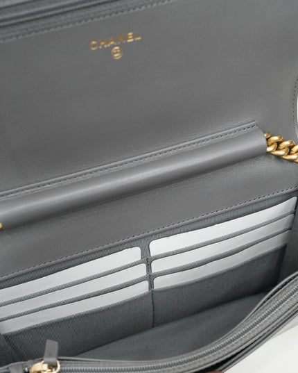 BOY WALLET ON CHAIN CAVIAR GREY GHW