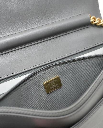 BOY WALLET ON CHAIN CAVIAR GREY GHW