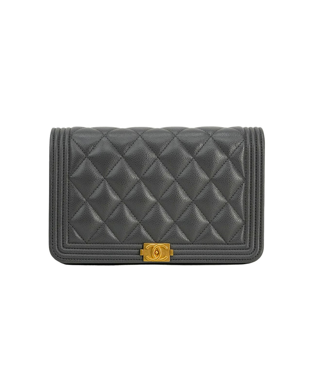 BOY WALLET ON CHAIN CAVIAR GREY GHW