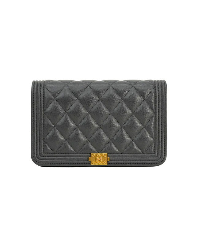 BOY WALLET ON CHAIN CAVIAR GREY GHW