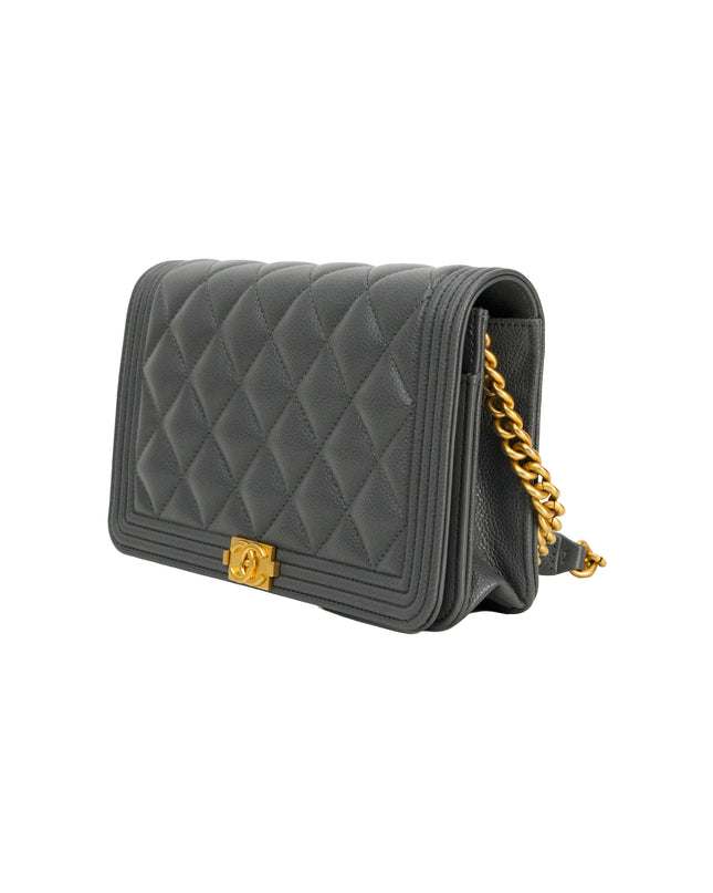 BOY WALLET ON CHAIN CAVIAR GREY GHW