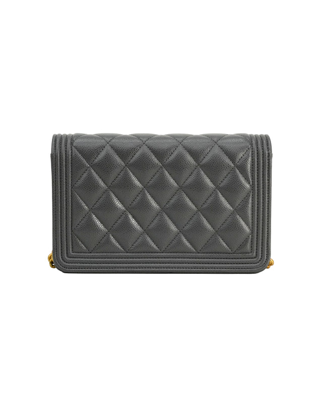 BOY WALLET ON CHAIN CAVIAR GREY GHW