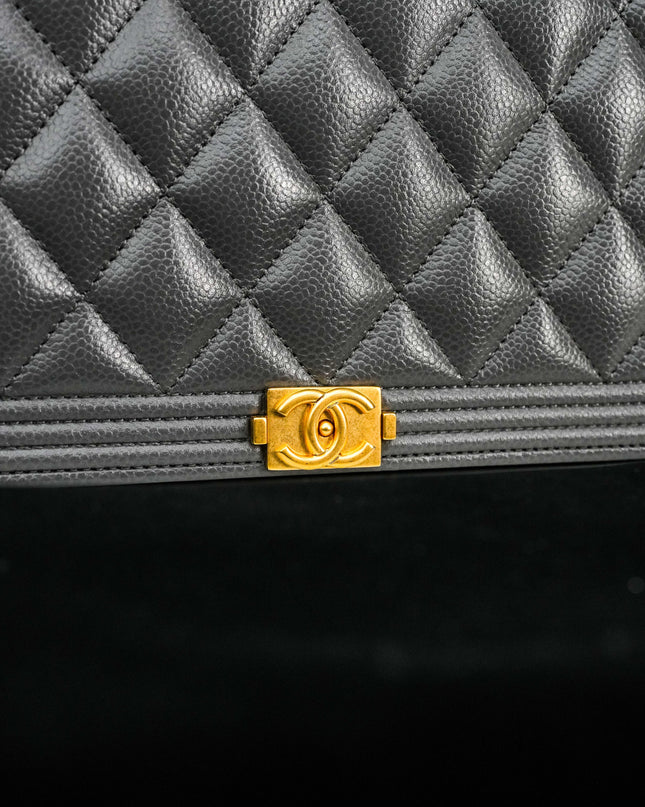 BOY WALLET ON CHAIN CAVIAR GREY GHW