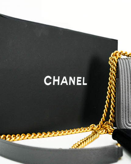 BOY WALLET ON CHAIN CAVIAR GREY GHW