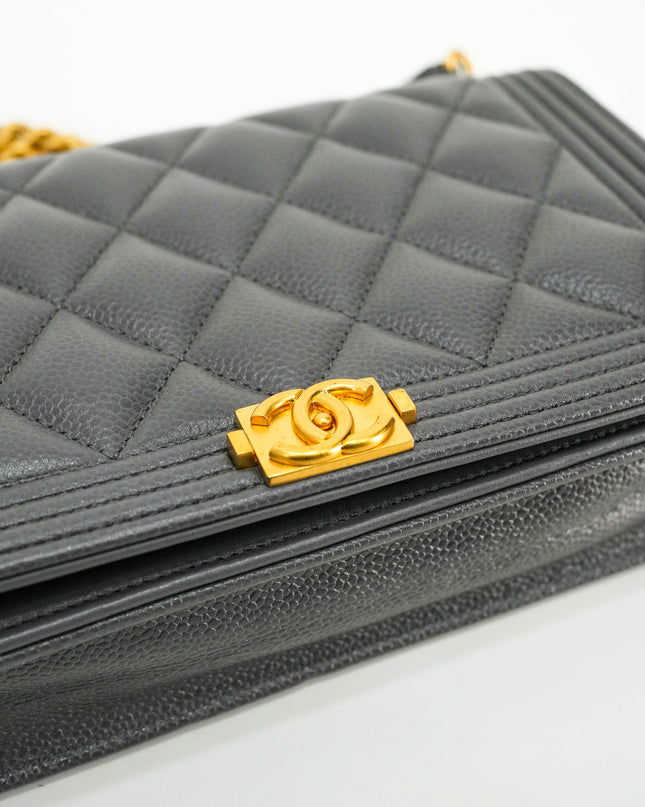 BOY WALLET ON CHAIN CAVIAR GREY GHW