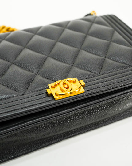 BOY WALLET ON CHAIN CAVIAR GREY GHW