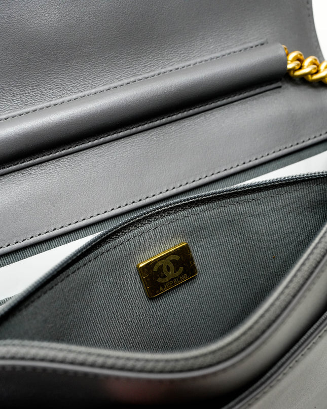 BOY WALLET ON CHAIN CAVIAR GREY GHW