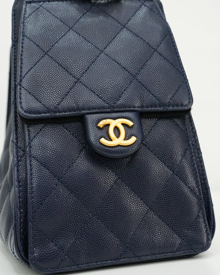 25 SMALL CAVIAR NAVY BLUE GOLD HARDWARE