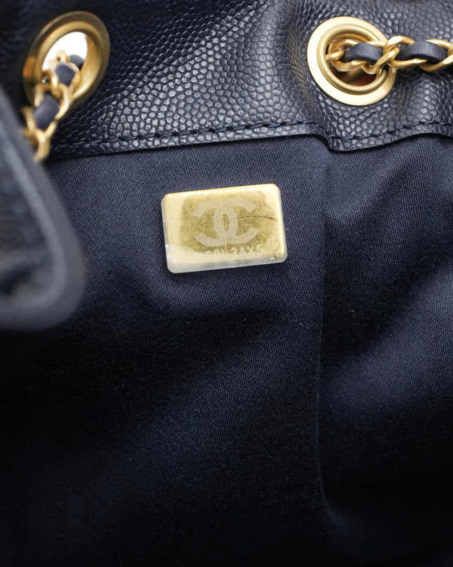 25 SMALL CAVIAR NAVY BLUE GOLD HARDWARE