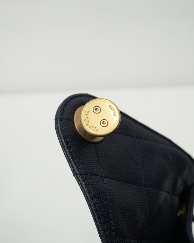 25 SMALL CAVIAR NAVY BLUE GOLD HARDWARE