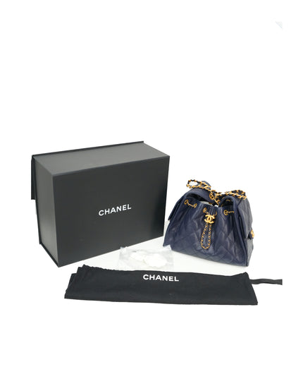 25 SMALL CAVIAR NAVY BLUE GOLD HARDWARE