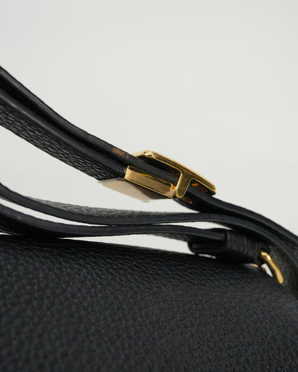 BOBBY LEATHER SHOULDER BAG BLACK
