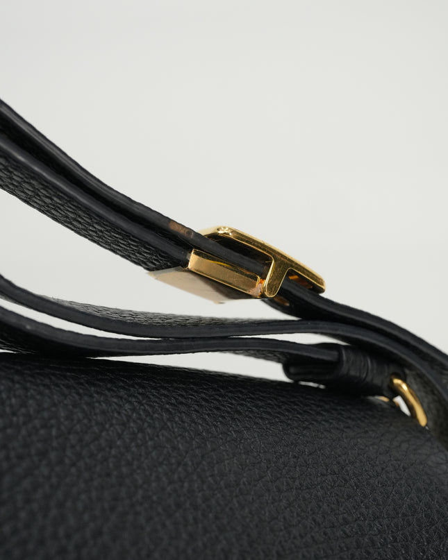 BOBBY LEATHER SHOULDER BAG BLACK