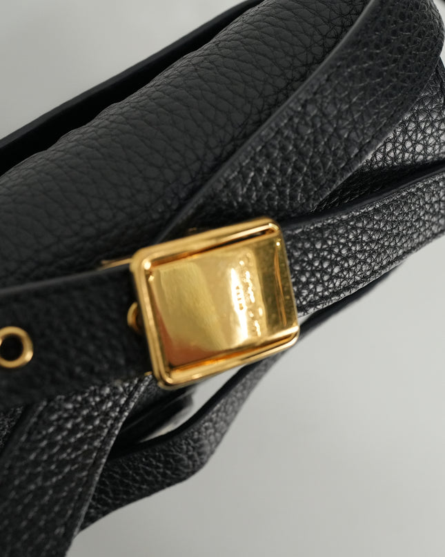 BOBBY LEATHER SHOULDER BAG BLACK
