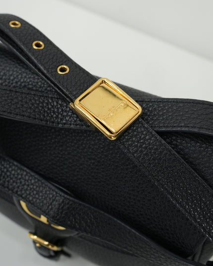 BOBBY LEATHER SHOULDER BAG BLACK