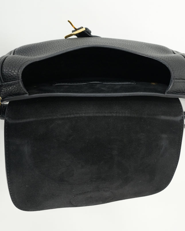 BOBBY LEATHER SHOULDER BAG BLACK