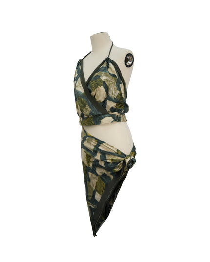 PRINTED WRAP-STYLE SILK SET