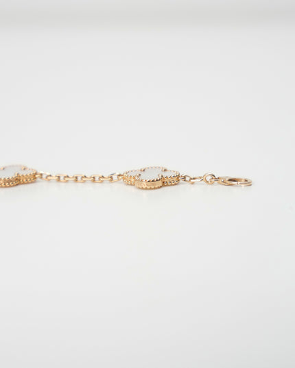 VINTAGE ALHAMBRA 5-MOTIFS YELLOWGOLD MOTHER OF PEARL BRACELET