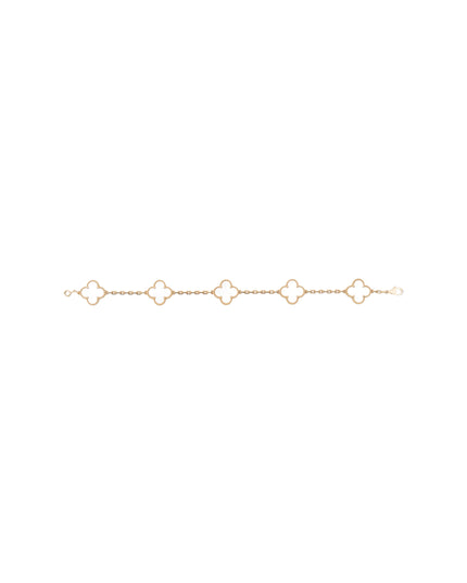 VINTAGE ALHAMBRA 5-MOTIFS YELLOWGOLD MOTHER OF PEARL BRACELET