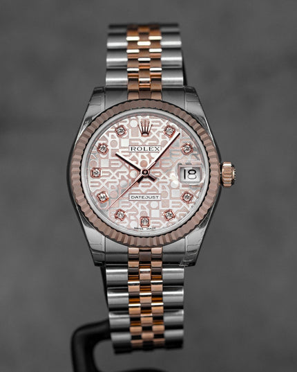 harga rolex datejust 31 twotone rosegold pink computerized diamond indonesia