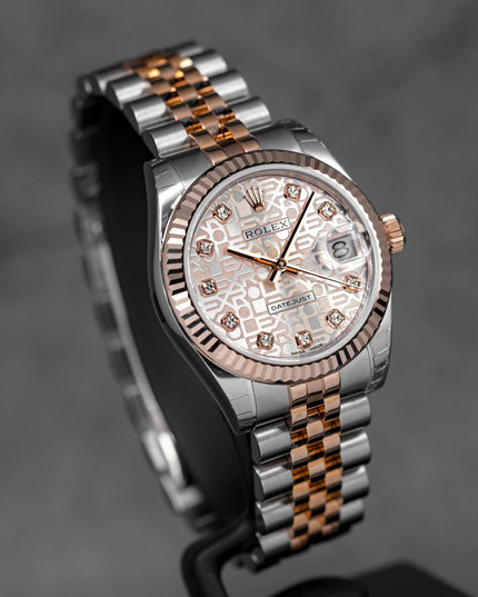harga rolex datejust 31 twotone rosegold pink computerized diamond indonesia