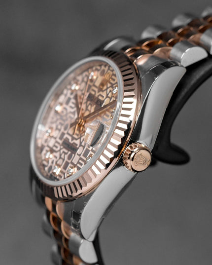 harga rolex datejust 31 twotone rosegold pink computerized diamond indonesia