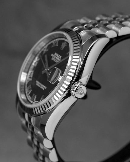 DATEJUST 36MM BLACK ROMAN DIAL (2010)