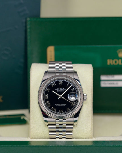 DATEJUST 36MM BLACK ROMAN DIAL (2010)