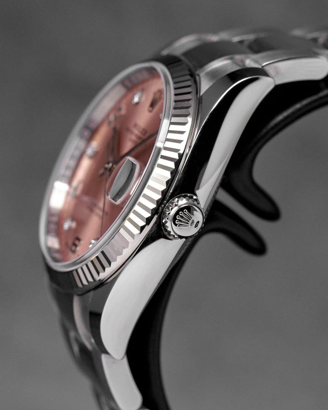 OYSTER PERPETUAL DATE 34MM PINK ARABIC DIAMOND DIAL (2019)