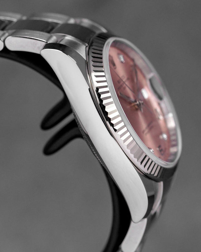 OYSTER PERPETUAL DATE 34MM PINK ARABIC DIAMOND DIAL (2019)